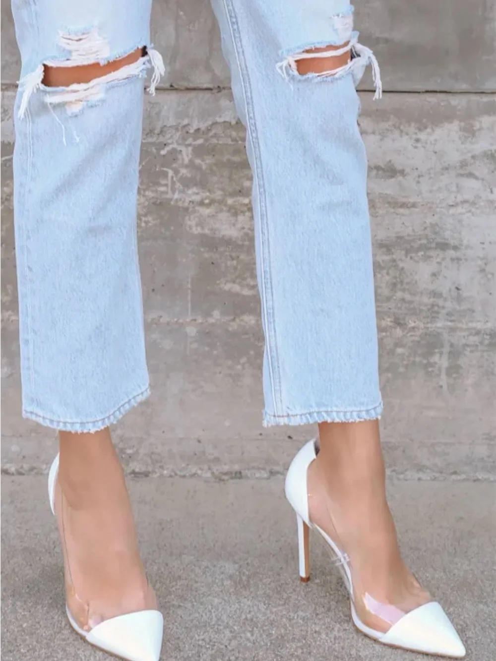 Lulu's Salema White Patent Pointed-Toe Pumps